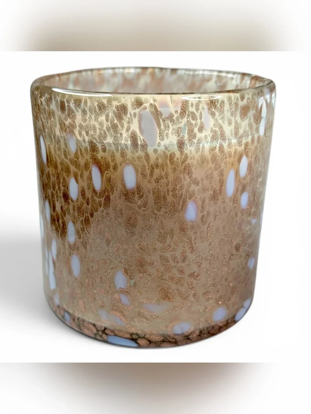 Zodax Tonka Absolute Scented Candle Speckled 16 oz Two Wick Hand Blown Art Glass